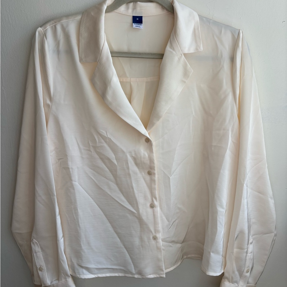 Old Navy - Women's Cream Button-Up Blouse Sz M NWT